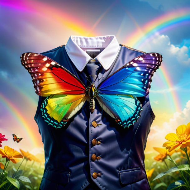 Photo of a butterfly in a vest on the rainbow