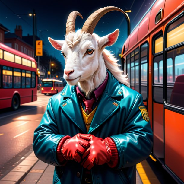 Drawing of a goat in a gloves on the bus stop