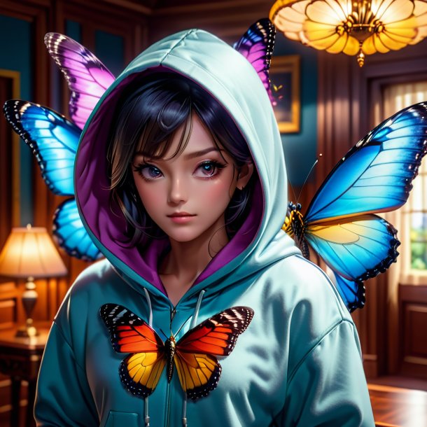 Pic of a butterfly in a hoodie in the house