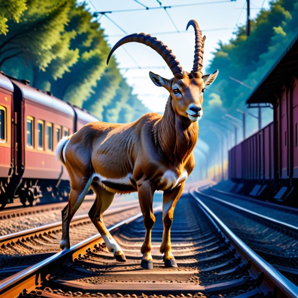 Image of a dancing of a ibex on the railway tracks