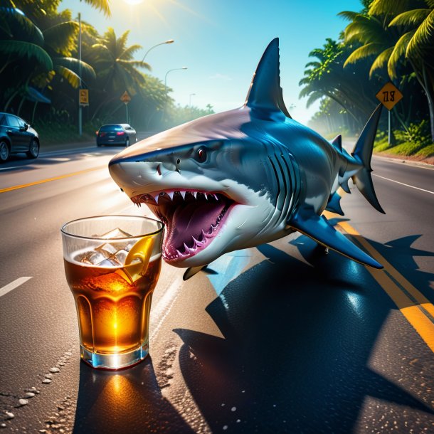 Picture of a drinking of a shark on the road