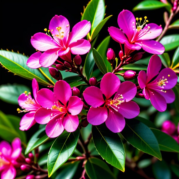 Clipart of a hot pink myrtle