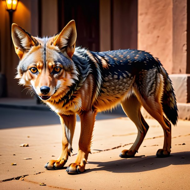 Pic of a jackal in a brown shoes