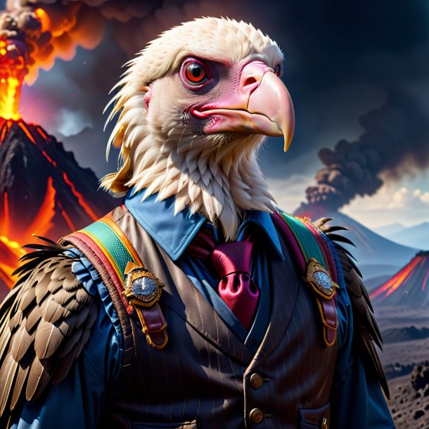 Pic of a vulture in a vest in the volcano