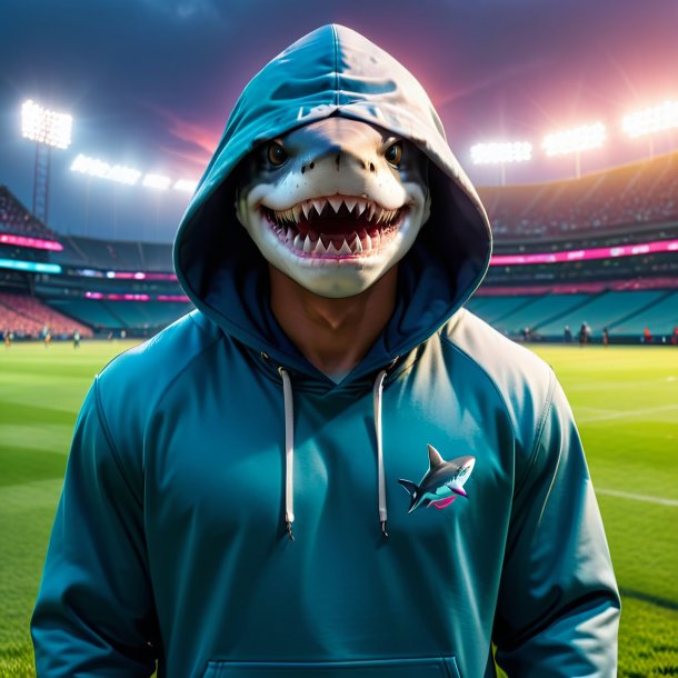 Pic of a shark in a hoodie on the field