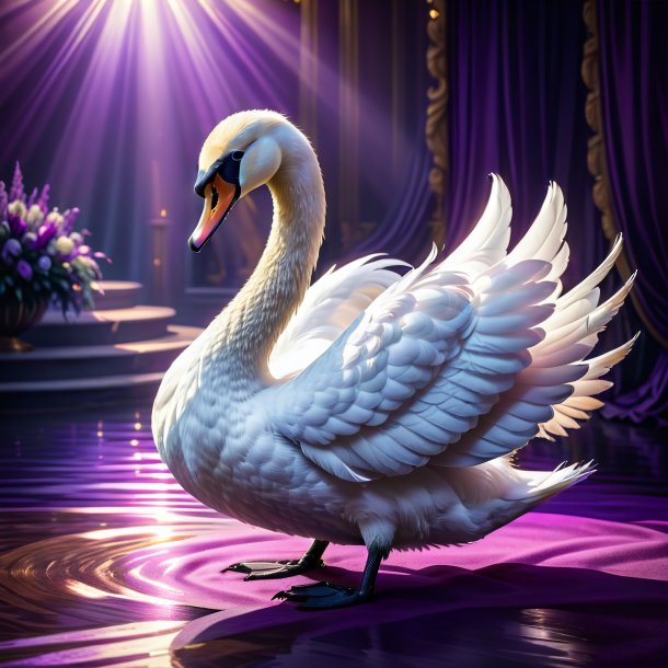 Image of a swan in a purple skirt