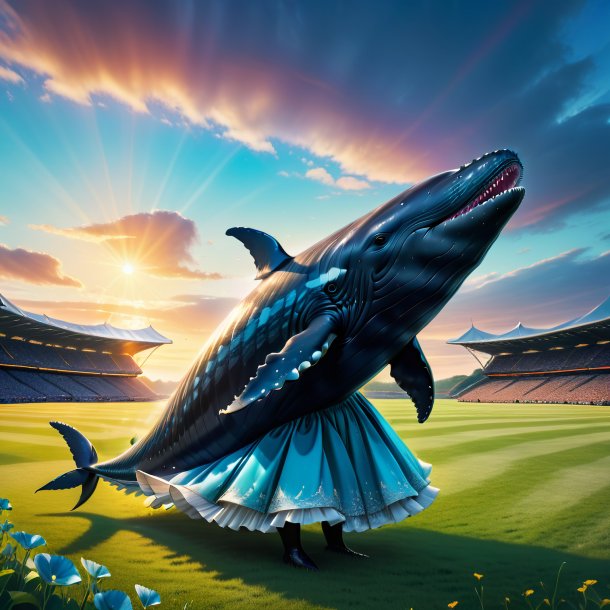 Image of a whale in a dress on the field