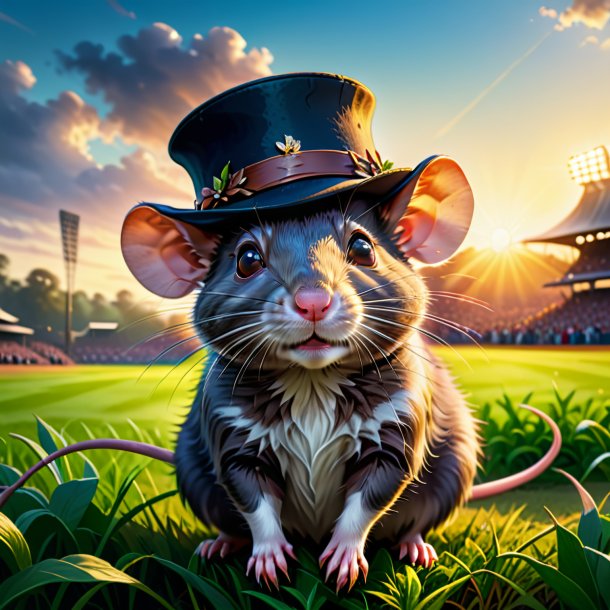 Illustration of a rat in a hat on the field