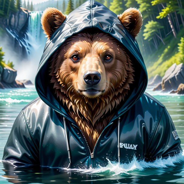 Image of a bear in a hoodie in the water