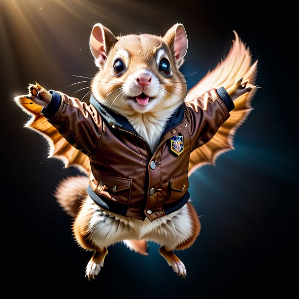 Picture of a flying squirrel in a brown jacket