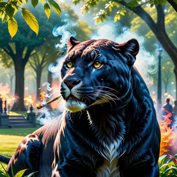 Image of a smoking of a panther in the park