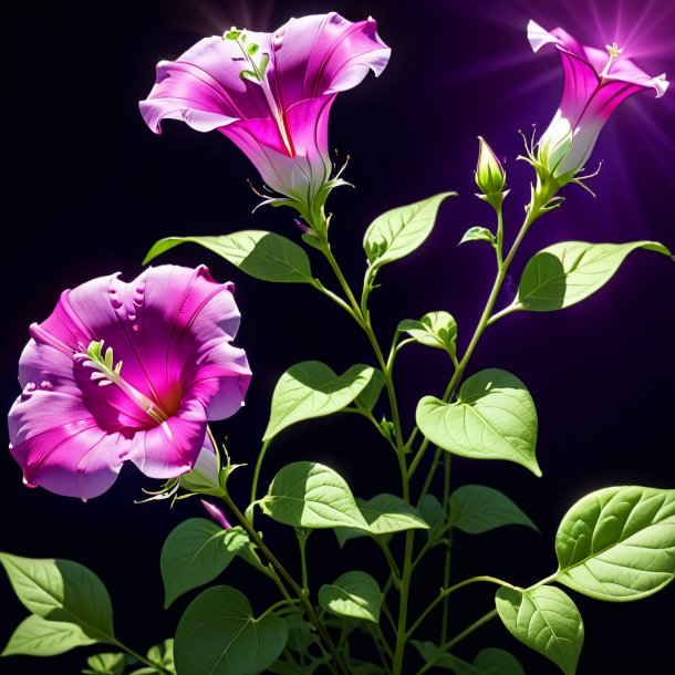 "drawing of a crimson bindweed, purple"