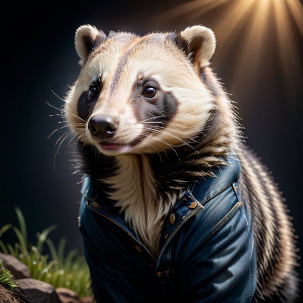 Photo d'un blaireau dans un jean noir