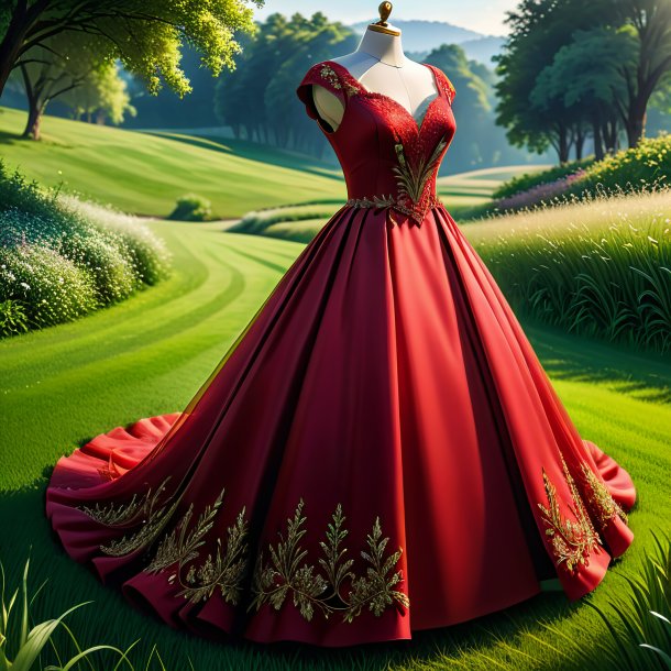 Clipart d'une robe rouge de l'herbe