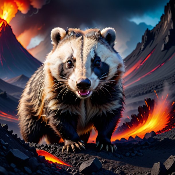 Image of a playing of a badger in the volcano