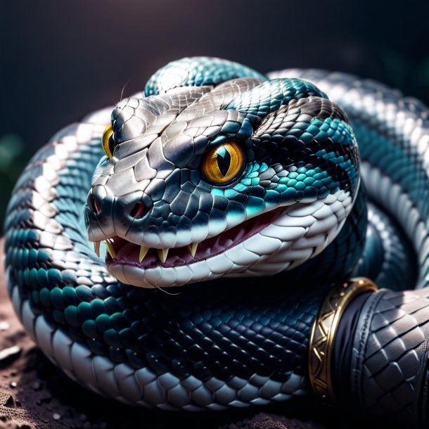 Foto de una serpiente en guantes grises