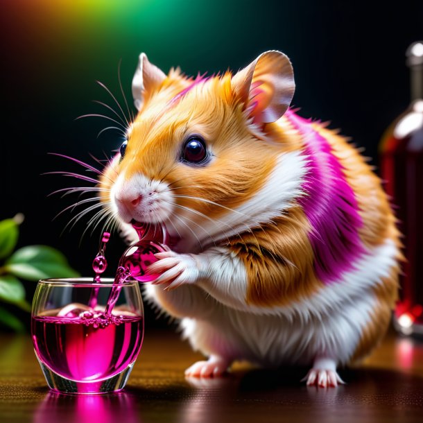 Pic d'un hamster à boire fuchsia