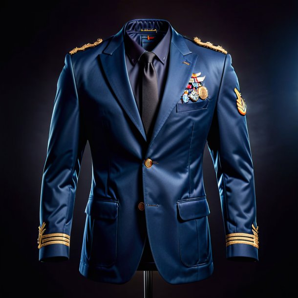 Portrait of a navy blue jacket from iron