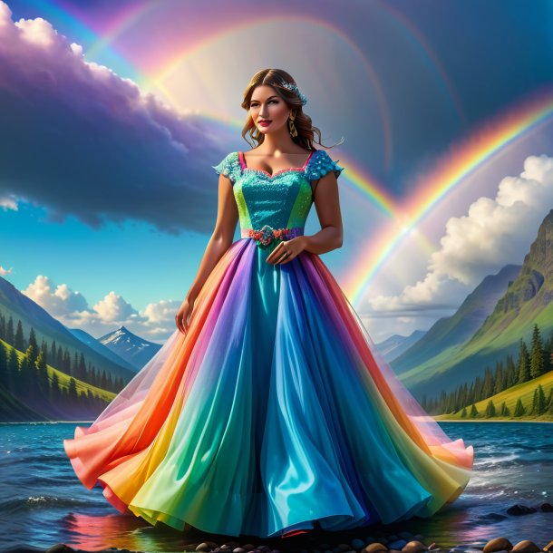 Pic of a salmon in a dress on the rainbow