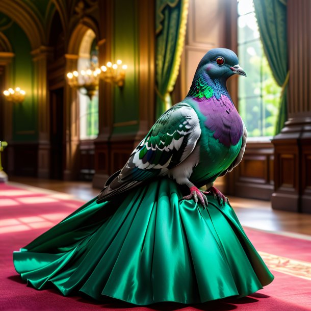 Pic of a pigeon in a green dress