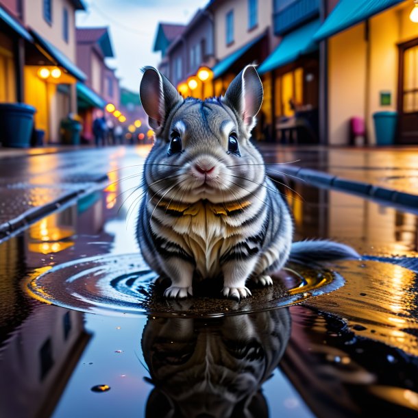 Pic of a waiting of a chinchillas in the puddle