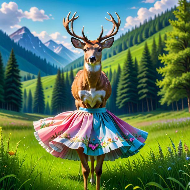 Image of a deer in a skirt in the meadow