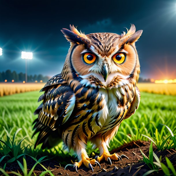 Image of a threatening of a owl on the field