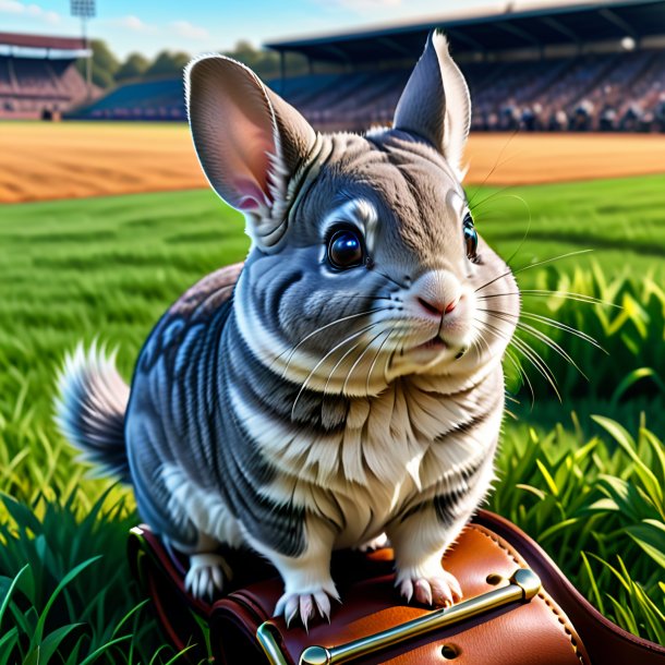 Drawing of a chinchillas in a belt on the field