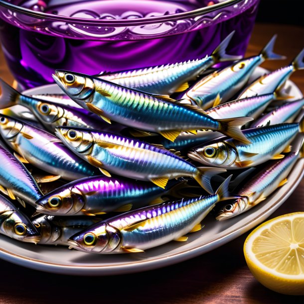 Image of a purple drinking sardines