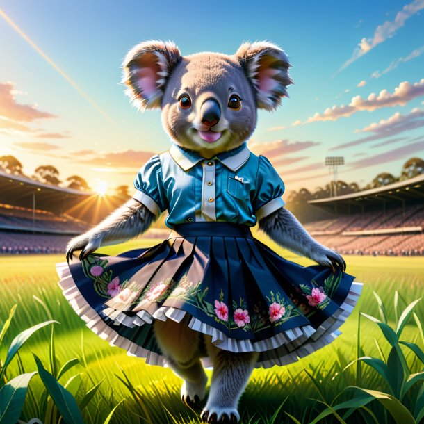 Drawing of a koala in a skirt on the field