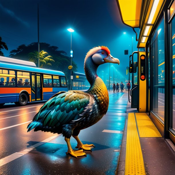 Foto de una natación de un dodo en la parada de autobús