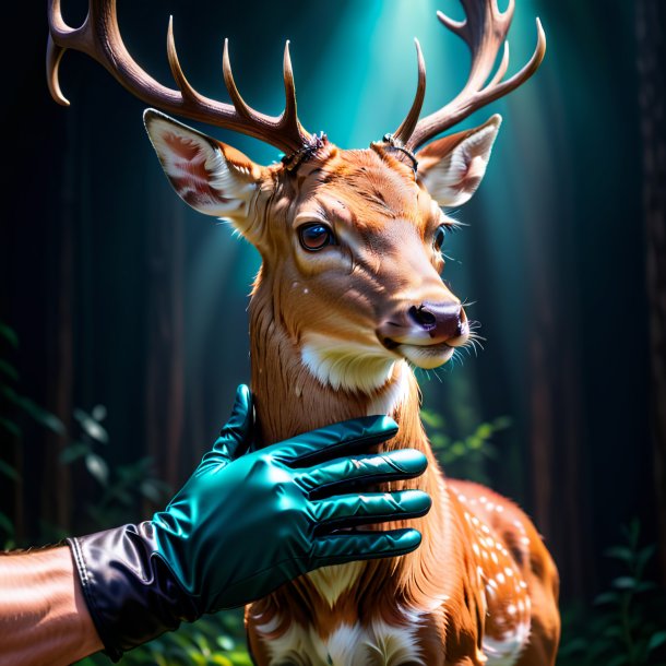 Pic d'un cerf dans un gants noir