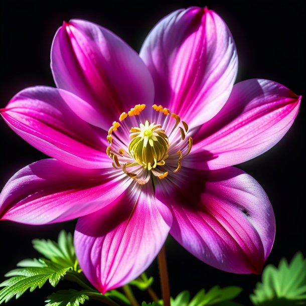 Clipart of a hot pink wood anemone
