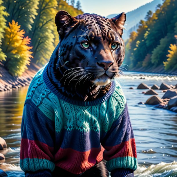 Pic of a panther in a sweater in the river