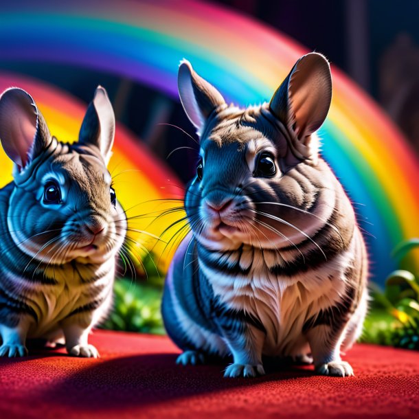 Photo of a playing of a chinchillas on the rainbow