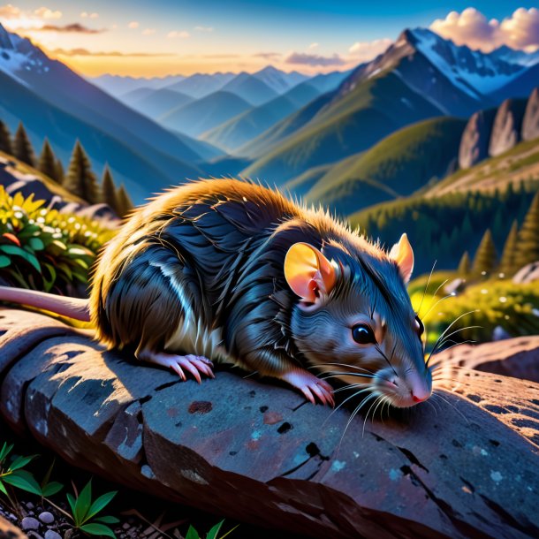 Pic of a sleeping of a rat in the mountains