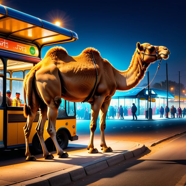 Image of a drinking of a camel on the bus stop