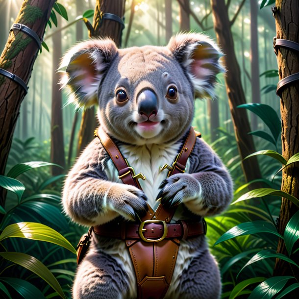 Drawing of a koala in a belt in the forest