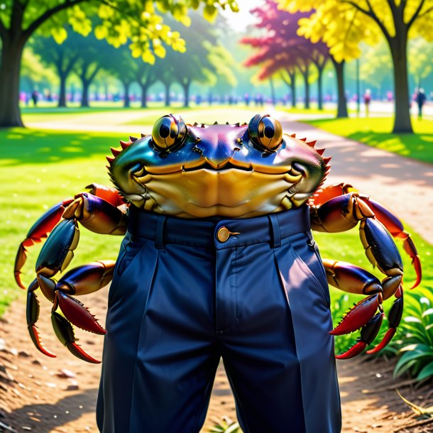 Pic d'un crabe dans un pantalon dans le parc