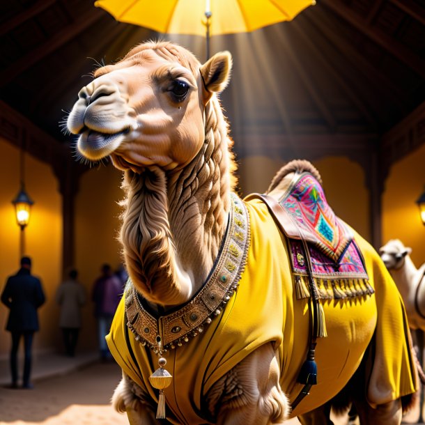 Image of a camel in a yellow coat