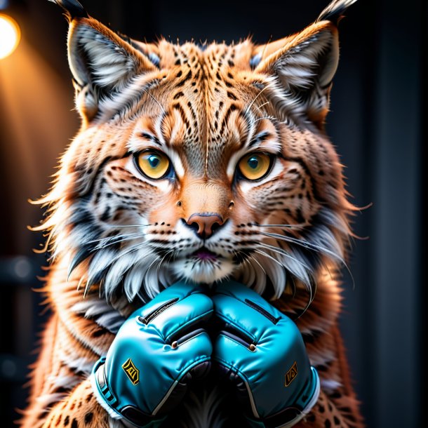 Image d'un lynx dans un gants gris