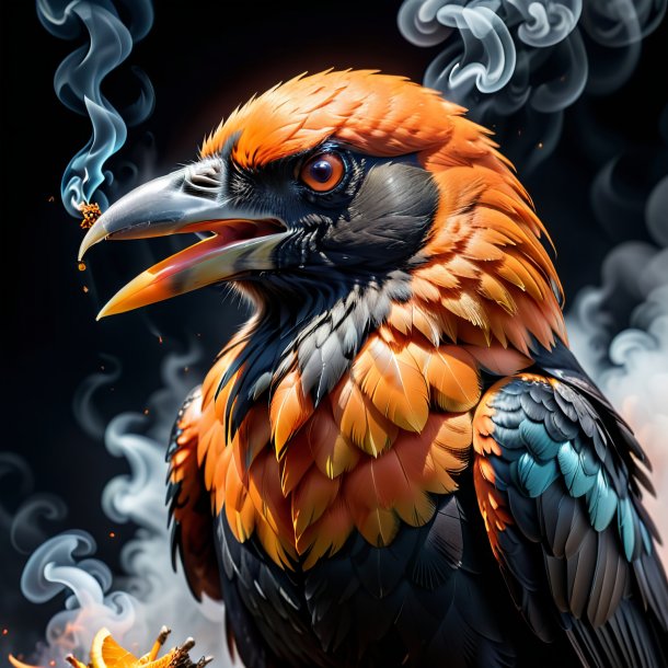 Image of a orange smoking crow