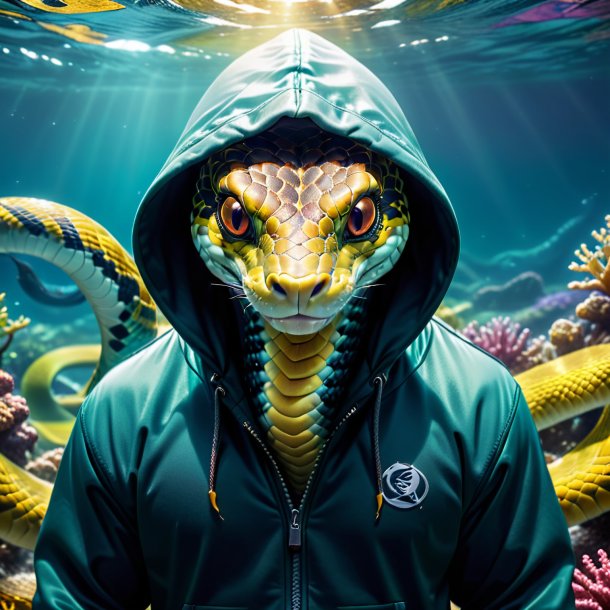 Image of a snake in a hoodie in the sea