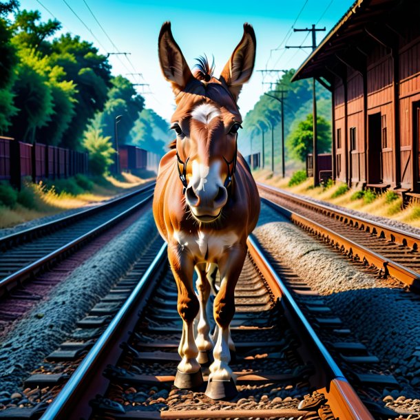 Pic of a angry of a mule on the railway tracks