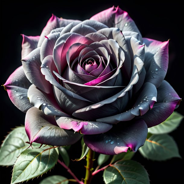 "image of a charcoal rose, hundred-leaved"