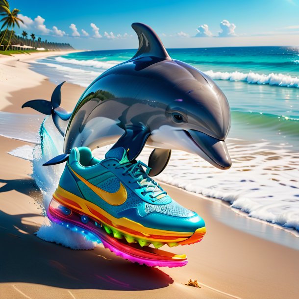 Picture of a dolphin in a shoes on the beach