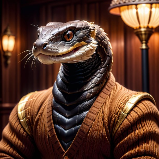 Pic of a king cobra in a brown sweater