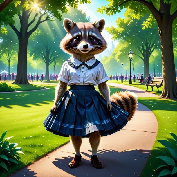 Illustration of a raccoon in a skirt in the park