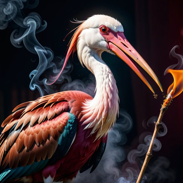 Image of a maroon smoking stork