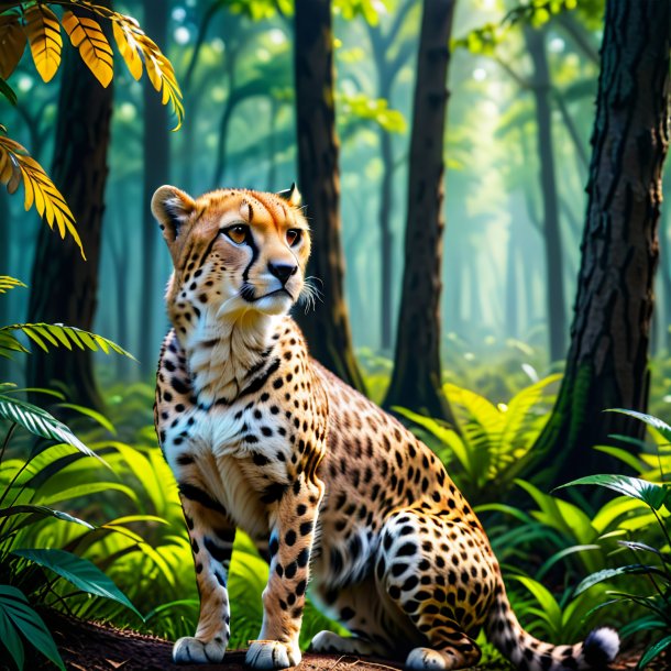 Picture of a waiting of a cheetah in the forest